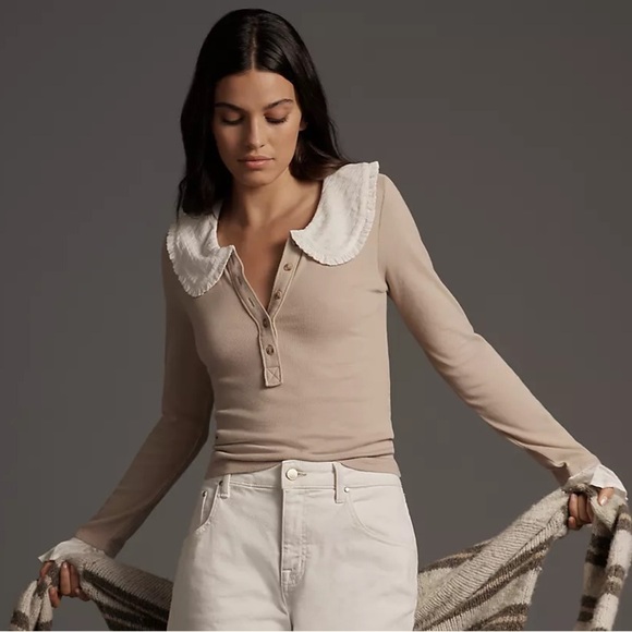 Pilcro Tops - Anthropologie The Keira Collared Button-Front Blouse by Pilcro Medium